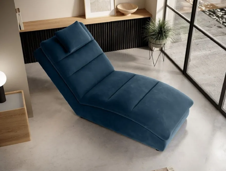 Casa Padrino Luxus Chaiselongue mit Kopfkissen Blau 85 x 170 x H. 92 cm - Wohnzimmer Liegesessel - Relexliege - Recamiere - Wohnzimmer Möbel - Luxus Möbel