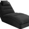 Casa Padrino Luxus Chaiselongue mit Kopfkissen Schwarz 85 x 170 x H. 92 cm - Wohnzimmer Liegesessel - Relexliege - Recamiere - Wohnzimmer Möbel - Luxus Möbel