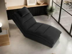 Casa Padrino Luxus Chaiselongue mit Kopfkissen Schwarz 85 x 170 x H. 92 cm - Wohnzimmer Liegesessel - Relexliege - Recamiere - Wohnzimmer Möbel - Luxus Möbel