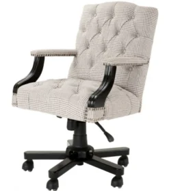 Casa Padrino Luxus Chef Büro Stuhl Creme / Braun Drehstuhl Schreibtisch Stuhl Chefsessel 56 x 66 x 96-103 cm