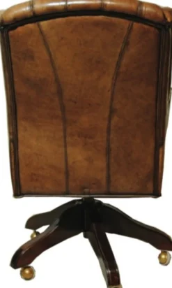 Casa Padrino Luxus Chefsessel aus Echtleder in Braun - Höhenverstellbarer Drehstuhl für das Büro - 64 x 67 x 104-111 cm