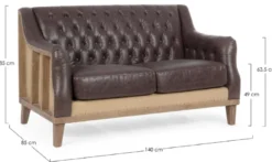 Casa Padrino Luxus Chesterfield Kunstleder Sofa Dunkelbraun / Naturfarben 140 x 85 x H. 85 cm - Wohnzimmer Sofa - Wohnzimmer Möbel - Chesterfield Möbel - Luxus Möbel - Luxus Einrichtung