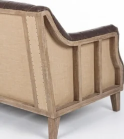 Casa Padrino Luxus Chesterfield Kunstleder Sofa Dunkelbraun / Naturfarben 140 x 85 x H. 85 cm - Wohnzimmer Sofa - Wohnzimmer Möbel - Chesterfield Möbel - Luxus Möbel - Luxus Einrichtung