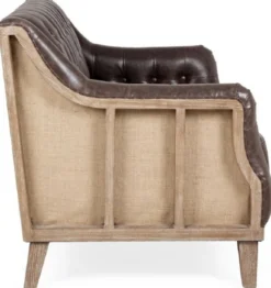 Casa Padrino Luxus Chesterfield Kunstleder Sofa Dunkelbraun / Naturfarben 140 x 85 x H. 85 cm - Wohnzimmer Sofa - Wohnzimmer Möbel - Chesterfield Möbel - Luxus Möbel - Luxus Einrichtung