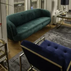 Casa Padrino Luxus Chesterfield Lounge Club Samt Sessel Dunkelblau / Gold 70 x 80 x H. 68 cm - Chesterfield Möbel