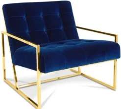 Casa Padrino Luxus Chesterfield Lounge Club Samt Sessel Dunkelblau / Gold 70 x 80 x H. 68 cm - Chesterfield Möbel