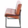 Casa Padrino Luxus Chesterfield Echtleder Sitzbank Hellbraun / Schwarz 200 cm - Echtleder Möbel
