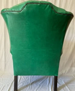 Casa Padrino Luxus Chesterfield Echtleder Ohrensessel Grün / Dunkelbraun H. 110 cm
