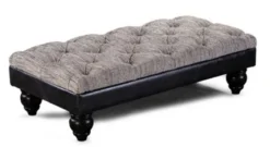 Casa Padrino Luxus Chesterfield Sitzbank Buxton Buttoned 125 x 70 x H. 30 cm - Elegante Wohnzimmer Sitzbank mit Echtleder - Chesterfield Wohnzimmer Möbel