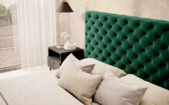 Casa Padrino Luxus Chesterfield Samt Doppelbett mit Matratze Grün - Verschiedene Größen