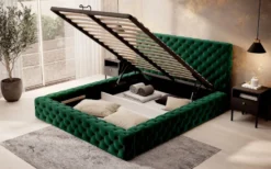 Casa Padrino Luxus Chesterfield Samt Doppelbett mit Matratze Grün - Verschiedene Größen