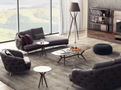 Casa Padrino Luxus Chesterfield 2-Sitzer Sofa Grau / Braun 220 x 95 x H. 85 cm - Schlafsofa - Schlafcouch - Wohnzimmer Möbel