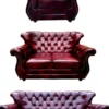 Casa Padrino Luxus Chesterfield Echtleder Wohnzimmer Set Bordeauxrot / Braun / Silber - 2 Leder Sofas & 1 Leder Sessel - Chesterfield Möbel - Wohnzimmer Möbel
