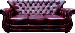 Casa Padrino Luxus Chesterfield Echtleder Wohnzimmer Set Bordeauxrot / Braun / Silber - 2 Leder Sofas & 1 Leder Sessel - Chesterfield Möbel - Wohnzimmer Möbel