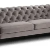 Casa Padrino Luxus Chesterfield 2er Sofa Grau / Messingfarben 155 x 95 x H. 80 cm - Modernes Wohnzimmer Sofa - Chesterfield Wohnzimmer Möbel