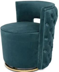 Casa Padrino Luxus Chesterfield Drehsessel Dunkelgrün 65 x 58 x H. 69 cm - Samt Sessel - Luxus Möbel