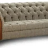 Casa Padrino Luxus Chesterfield 4er Sofa Grau / Braun 260 x 87 x H. 77 cm - Wohnzimmer Sofa mit Echtleder - Chesterfield Wohnzimmer Möbel
