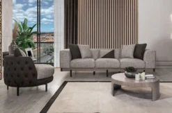Casa Padrino Luxus Chesterfield Sessel Grau / Braun / Schwarz 100 x 96 x H. 75 cm - Wohnzimmer Sessel - Hotel Sessel - Wohnzimmer Möbel - Chesterfield Möbel - Luxus Möbel - Luxus Einrichtung