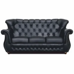 Casa Padrino Luxus Chesterfield Leder Sofa Schwarz / Dunkelbraun 190 cm - Wohnzimmer Möbel