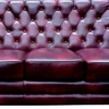 Casa Padrino Luxus Chesterfield Echtleder Wohnzimmer Set Bordeauxrot / Braun / Silber - 2 Leder Sofas & 2 Leder Sessel - Chesterfield Wohnzimmer Möbel