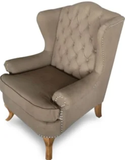 Casa Padrino Luxus Chesterfield Ohrensessel in Hellbraun, Maße 87 x 89 x H. 109 cm - Klassisches Wohnzimmermöbel