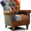 Casa Padrino Luxus Chesterfield Wohnzimmer Sessel Mehrfarbig / Grau / Braun 82 x 86 x H. 94 cm - Chesterfield Wohnzimmer Möbel