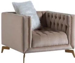 Casa Padrino Luxus Chesterfield Sessel Grau / Messingfarben 90 x 85 x H. 75 cm - Moderner Chesterfield Wohnzimmer Sessel - Luxus Chesterfield Wohnzimmer Möbel
