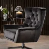 Casa Padrino Luxus Chesterfield Drehsessel Grau / Silber 85 x 85 x H. 95 cm - Wohnzimmer Sessel - Chesterfield Wohnzimmer Möbel