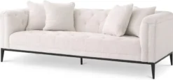 Casa Padrino Luxus Chesterfield Sofa mit 4 Kissen Weiß / Rotguss 231 x 97 x H. 75 cm - Wohnzimmer Sofa - Hotel Sofa - Wohnzimmer Möbel - Chesterfield Möbel - Luxus Möbel - Luxus Einrichtung