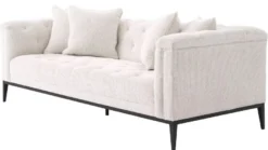 Casa Padrino Luxus Chesterfield Sofa mit 4 Kissen Weiß / Rotguss 231 x 97 x H. 75 cm - Wohnzimmer Sofa - Hotel Sofa - Wohnzimmer Möbel - Chesterfield Möbel - Luxus Möbel - Luxus Einrichtung