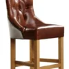 Casa Padrino Luxus Chesterfield Barhocker Sienna Bar 53 x 55 x H. 110 cm - Eleganter Wohnzimmer Barhocker mit Echtleder - Chesterfield Wohnzimmer Möbel