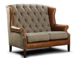 Casa Padrino Luxus Chesterfield Sessel Wing 83 x 90 x H. 105 cm - Eleganter Wohnzimmer Sessel mit Echtleder - Chesterfield Wohnzimmer Möbel