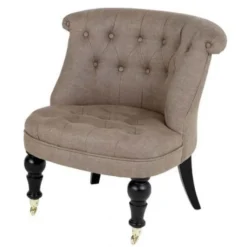Casa Padrino Luxus Chesterfield Sessel im Vintage Stil, Camel Leinen, 58 x 53 x 71 cm