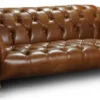 Casa Padrino Luxus Chesterfield Leder 3er Sofa Braun 225 x 110 x H. 77 cm - Echtleder Wohnzimmer Sofa - Chesterfield Wohnzimmer Möbel