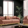 Casa Padrino Luxus Chesterfield Sessel Rosa / Gold 90 x 95 x H. 75 cm - Moderner Wohnzimmer Sessel - Chesterfield Wohnzimmer Möbel