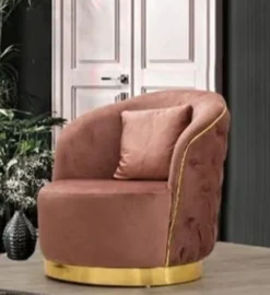 Casa Padrino Luxus Chesterfield Sessel Rosa / Gold 90 x 95 x H. 75 cm - Moderner Wohnzimmer Sessel - Chesterfield Wohnzimmer Möbel