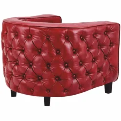 Casa Padrino Luxus Chesterfield Echtleder Sessel Rot / Schwarz - Leder Möbel