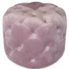 Casa Padrino Luxus Chesterfield Samt Hocker Rosa Ø 53 x H. 41 cm - Runder Sitzhocker - Chesterfield Möbel