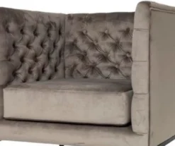Casa Padrino Luxus Chesterfield Samt Sessel Grau / Schwarz 75 x 67 x H. 83 cm - Chesterfield Möbel