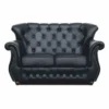 Casa Padrino Luxus Chesterfield Leder Sofa Schwarz / Dunkelbraun 150 cm - Echtleder Möbel