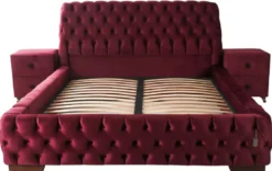 Casa Padrino Luxus Chesterfield Doppelbett Rosa / Braun - Verschiedene Größen - Modernes Bett mit Matratze - Chesterfield Schlafzimmer Möbel