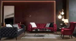 Casa Padrino Luxus Chesterfield Sofa Bordeauxrot 235 x 98 x H. 72 cm - Wohnzimmer Sofa - Chesterfield Wohnzimmer Möbel