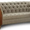 Casa Padrino Luxus Chesterfield 3er Sofa Grau / Braun 213 x 87 x H. 77 cm - Wohnzimmer Sofa mit Echtleder - Chesterfield Wohnzimmer Möbel
