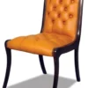 Casa Padrino Luxus Chesterfield Leder Esszimmer Stuhl 4er Set Orange / Dunkelbraun 50 x 47 x H. 95 cm - Chesterfield Echtleder Küchenstühle - Chesterfield Möbel - Leder Möbel - Luxus Möbel