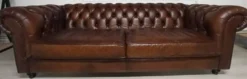 Casa Padrino Luxus Chesterfield Leder Sofa Vintage Dunkelbraun 240 x 100 x H. 80 cm - Echtleder Wohnzimmer Sofa - Wohnzimmer Möbel - Chesterfield Möbel - Luxus Möbel - Luxus Wohnzimmer Einrichtung