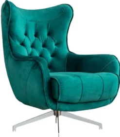 Casa Padrino Luxus Chesterfield Drehsessel Grün / Silber 86 x 82 x H. 100 cm - Wohnzimmer Sessel - Chesterfield Wohnzimmer Möbel