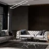 Casa Padrino Luxus Chesterfield Sofa Weiß / Silber 240 x 100 x H. 72 cm - Wohnzimmer Sofa - Chesterfield Wohnzimmer Möbel