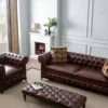 Casa Padrino Luxus Chesterfield Kunstleder Sofa Dunkelbraun 235 x 90 x H. 75 cm - Wohnzimmer Sofa - Wohnzimmer Möbel - Luxus Möbel - Wohnzimmer Einrichtung - Luxus Einrichtung - Möbel Luxus