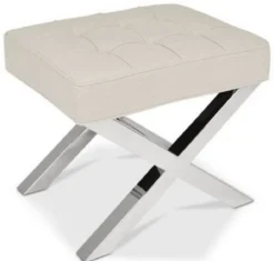 Casa Padrino Luxus Chesterfield Samt Hocker Beige / Silber 60 x 50 x H. 47 cm - Wohnzimmermöbel - Luxus Kollektion