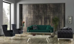 Casa Padrino Luxus Chesterfield Schlafsofa Grün / Weiß / Gold 230 x 95 x H. 83 cm - Wohnzimmer Sofa mit 3 Kissen - Luxus Wohnzimmer Möbel